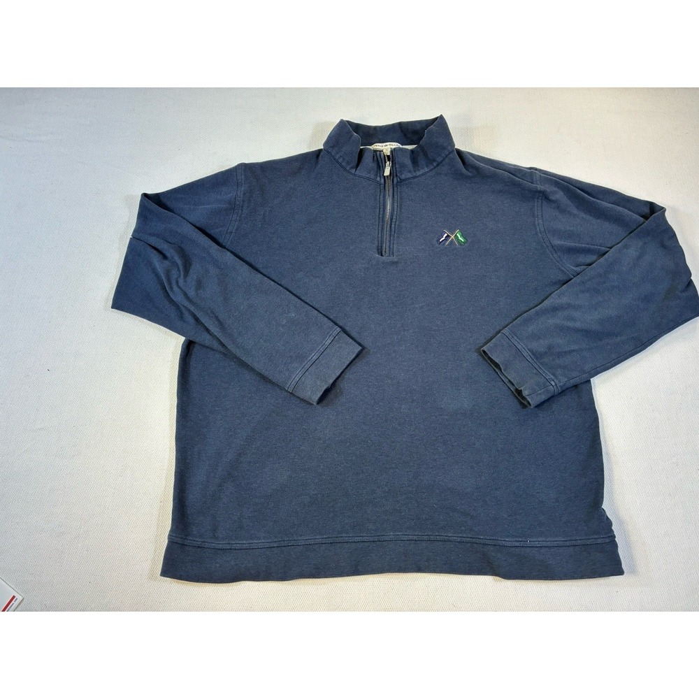 Peter Millar Men's 1/4 Zip Pullover Navy‎ Blue Cotton Blend XL